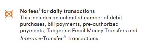Tangerine No fees chequing account