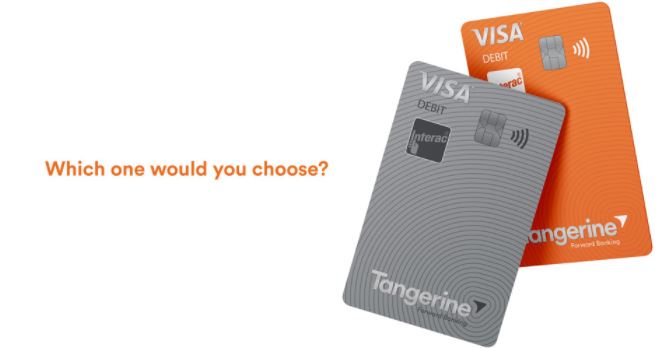 Tangerine's Visa Debit Card Colors