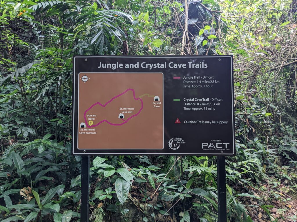 Jungle and Crystal Cave Trails Map, Belize