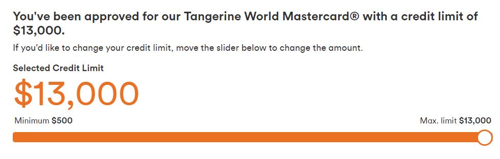 My Credit Card Approval for Tangerine World Mastercard