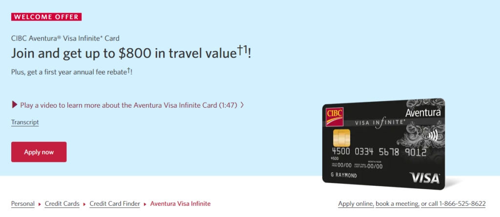 CIBC Aventura Visa Infinite Welcome Bonus