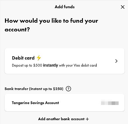Add Funds Debit Card or Bank Transfer 1