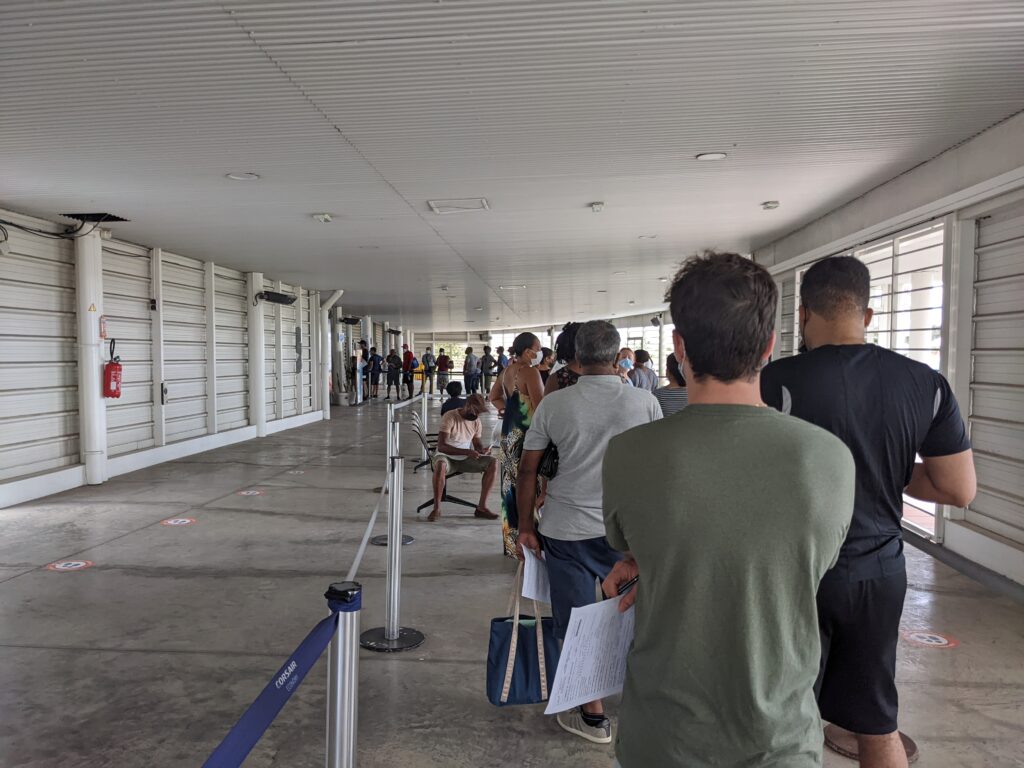 PCR Test Queue in PTP Airport, Guadeloupe