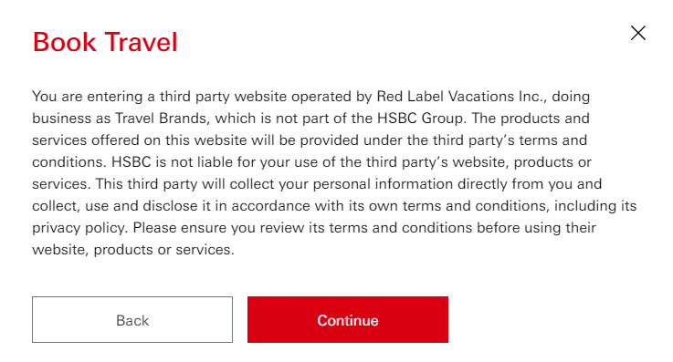 HSBC Uses a Third Party Service for Travel Bookings