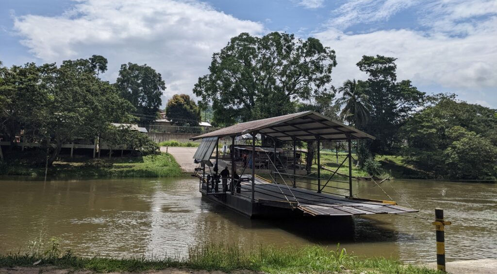 Hand-cranked Ferry Across The Mopan River to Xunantunich, Belize